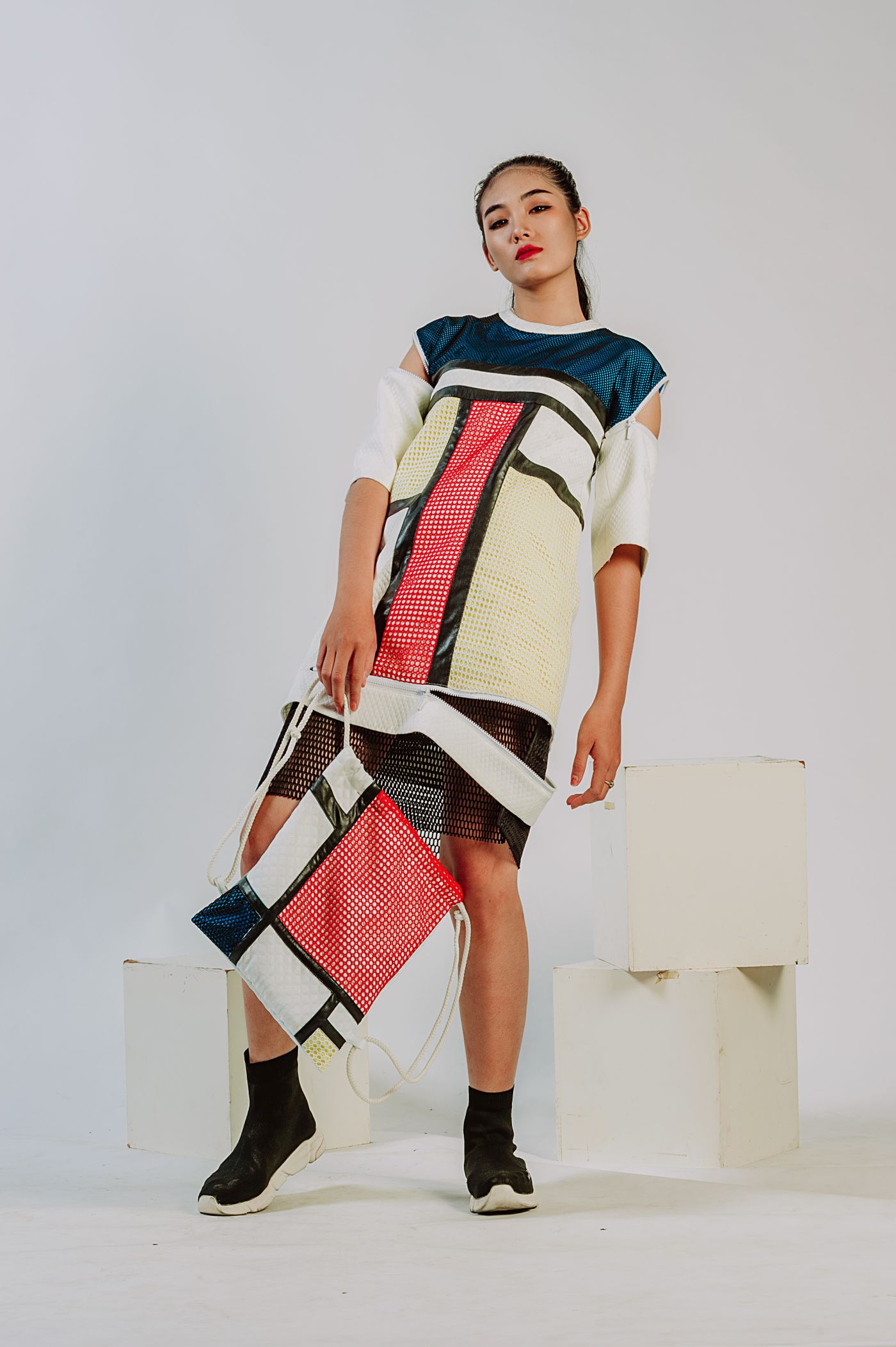 Colorblock Mesh Dress